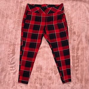 red and black plaid leggings | sold